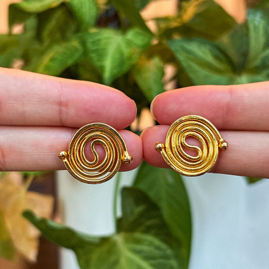 Handmade [Specific Design] Earrings with [Specific Detail] - 24k Gold Plated Bronze