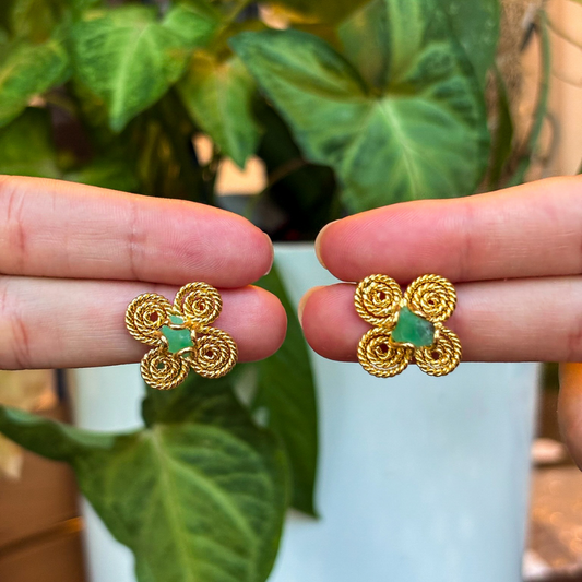 Handmade [Specific Design] Earrings with [Specific Detail] - 24k Gold Plated Bronze