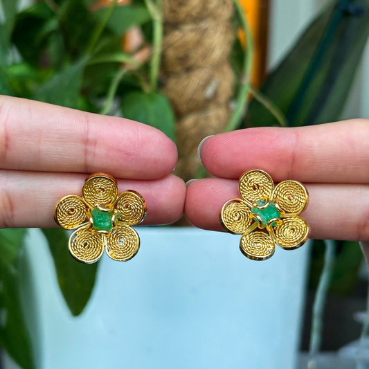 Handmade [Specific Design] Earrings with [Specific Detail] - 24k Gold Plated Bronze