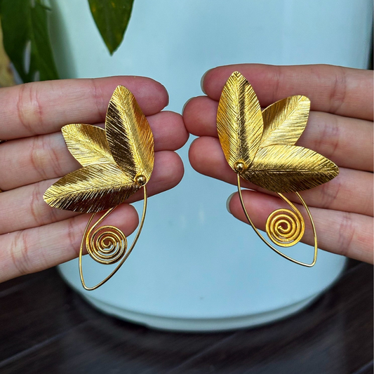 Handmade [Specific Design] Earrings with [Specific Detail] - 24k Gold Plated Bronze