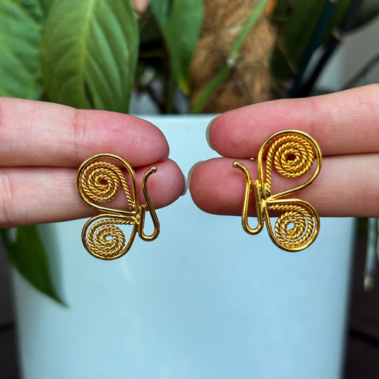 Handmade [Specific Design] Earrings with [Specific Detail] - 24k Gold Plated Bronze