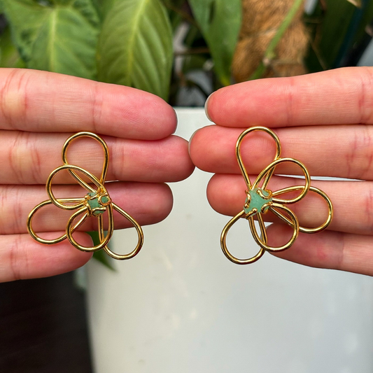 Handmade [Specific Design] Earrings with [Specific Detail] - 24k Gold Plated Bronze