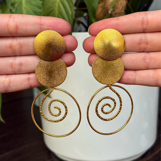 Handmade [Specific Design] Earrings with [Specific Detail] - 24k Gold Plated Bronze
