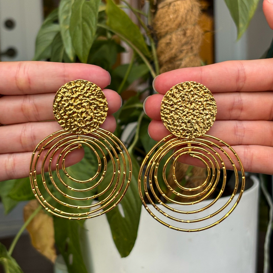 Handmade [Specific Design] Earrings with [Specific Detail] - 24k Gold Plated Bronze