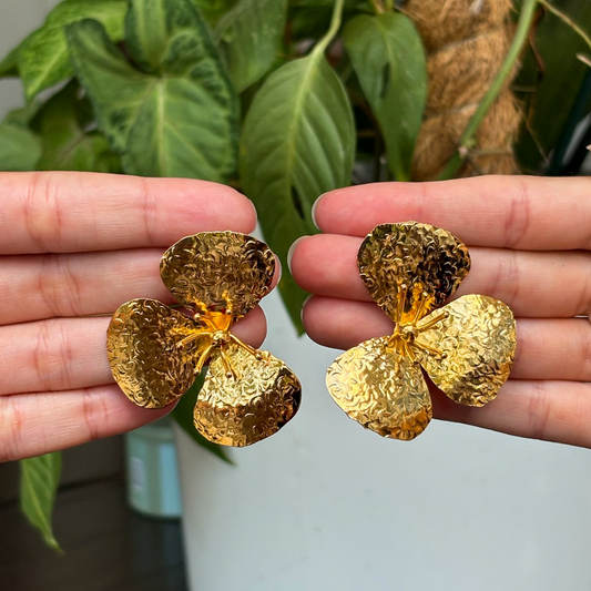 Handmade [Specific Design] Earrings with [Specific Detail] - 24k Gold Plated Bronze