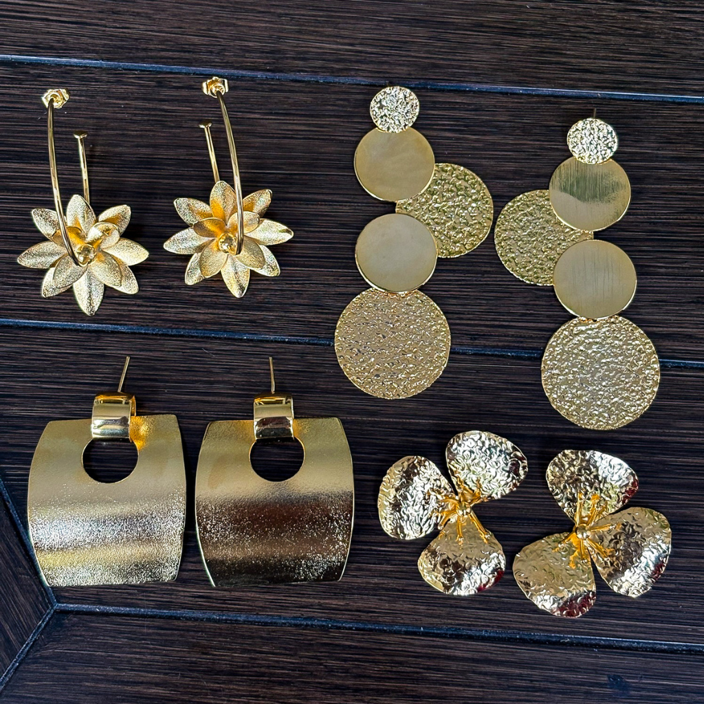 Handmade [Specific Design] Earrings with [Specific Detail] - 24k Gold Plated Bronze