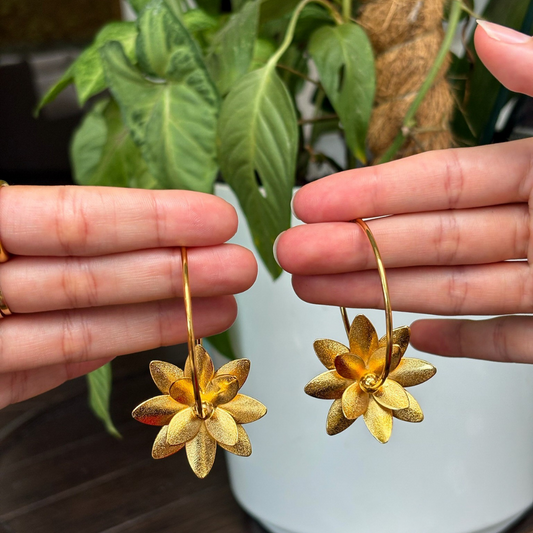 Handmade [Specific Design] Earrings with [Specific Detail] - 24k Gold Plated Bronze