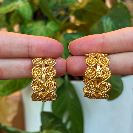 Handmade [Specific Design] Earrings with [Specific Detail] - 24k Gold Plated Bronze