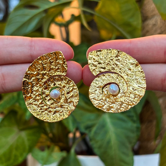 Handmade [Specific Design] Earrings with [Specific Detail] - 24k Gold Plated Bronze