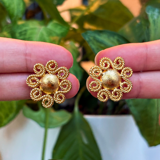 Handmade [Specific Design] Earrings with [Specific Detail] - 24k Gold Plated Bronze