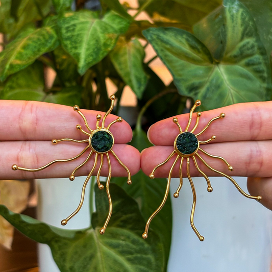 Handmade [Specific Design] Earrings with [Specific Detail] - 24k Gold Plated Bronze